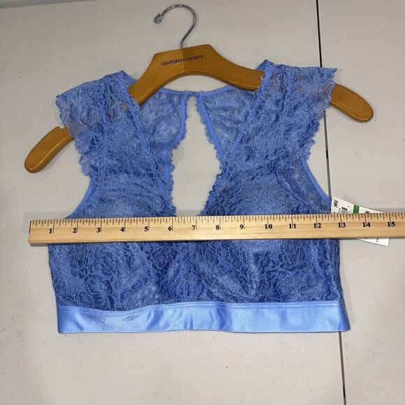 INC SZ LARGE Blue Bralette Lace Cami Wireless Baby Doll Flutter Sleeve NEW $33 - Picture 7 of 9